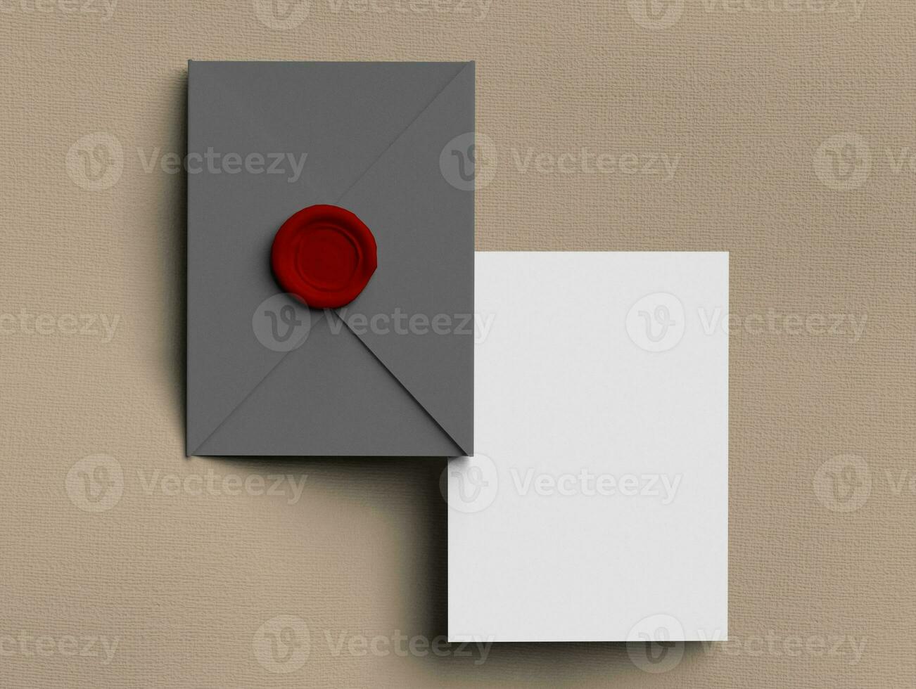 Envelope and white paper in cream background photo