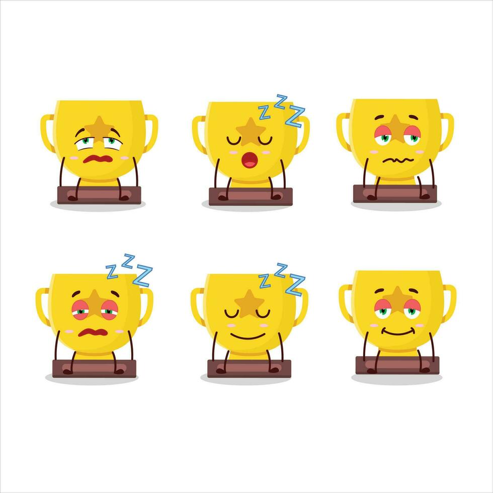 Cartoon character of gold trophy with sleepy expression vector