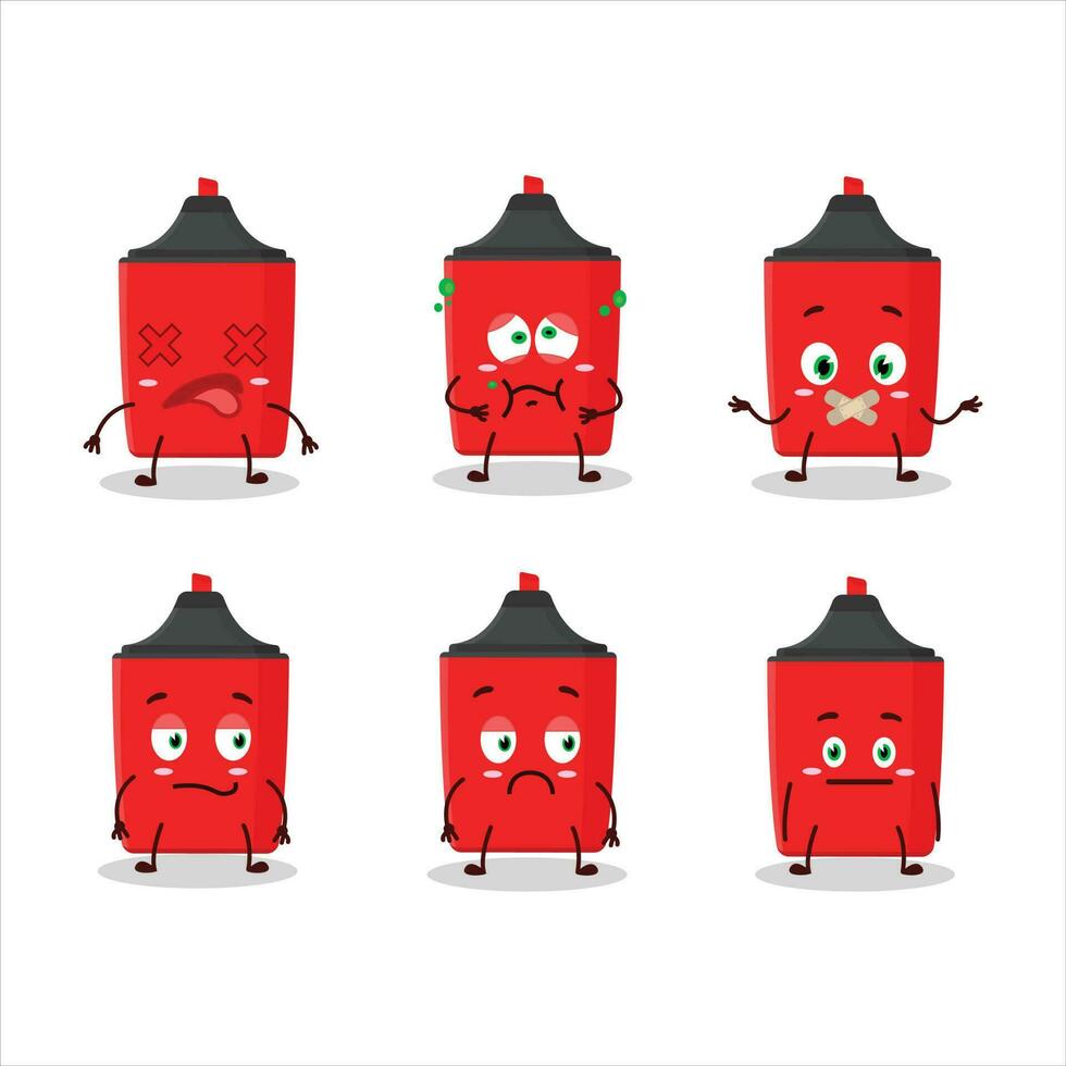 Red highlighter cartoon character with nope expression vector