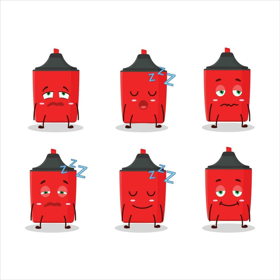 Cartoon character of red highlighter with sleepy expression vector