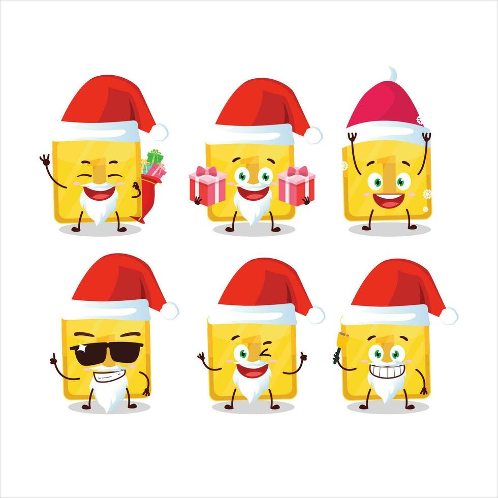 Papa Noel claus emoticones con oro primero botón dibujos animados personaje vector