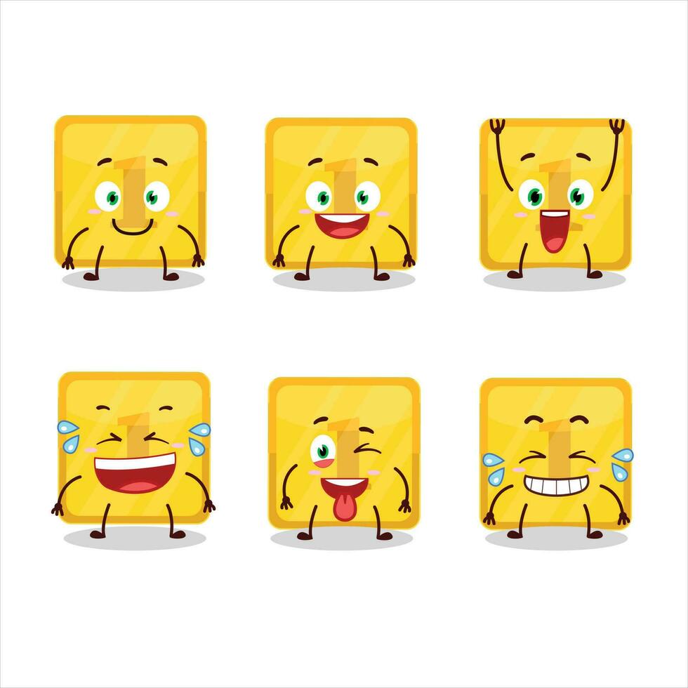 Cartoon character of gold first button with smile expression vector