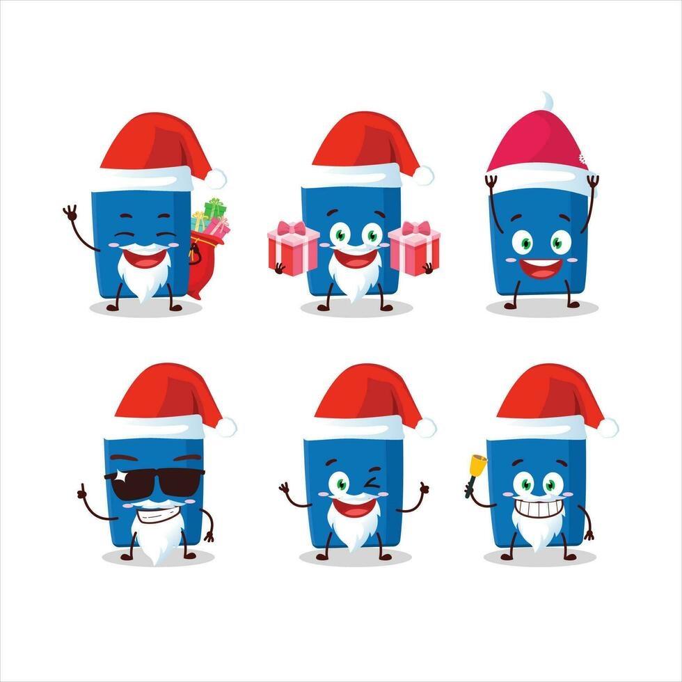 Papa Noel claus emoticones con nuevo azul resaltador dibujos animados personaje vector