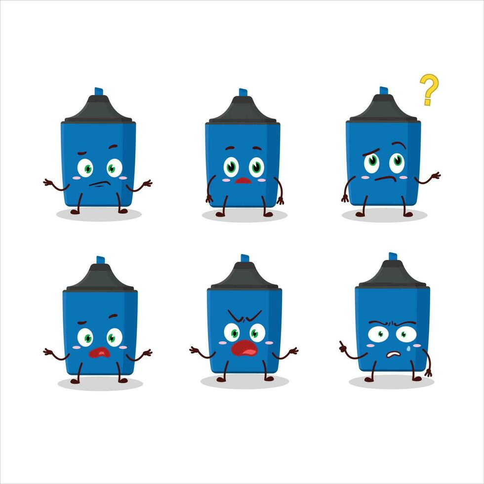 Cartoon character of new blue highlighter with what expression vector