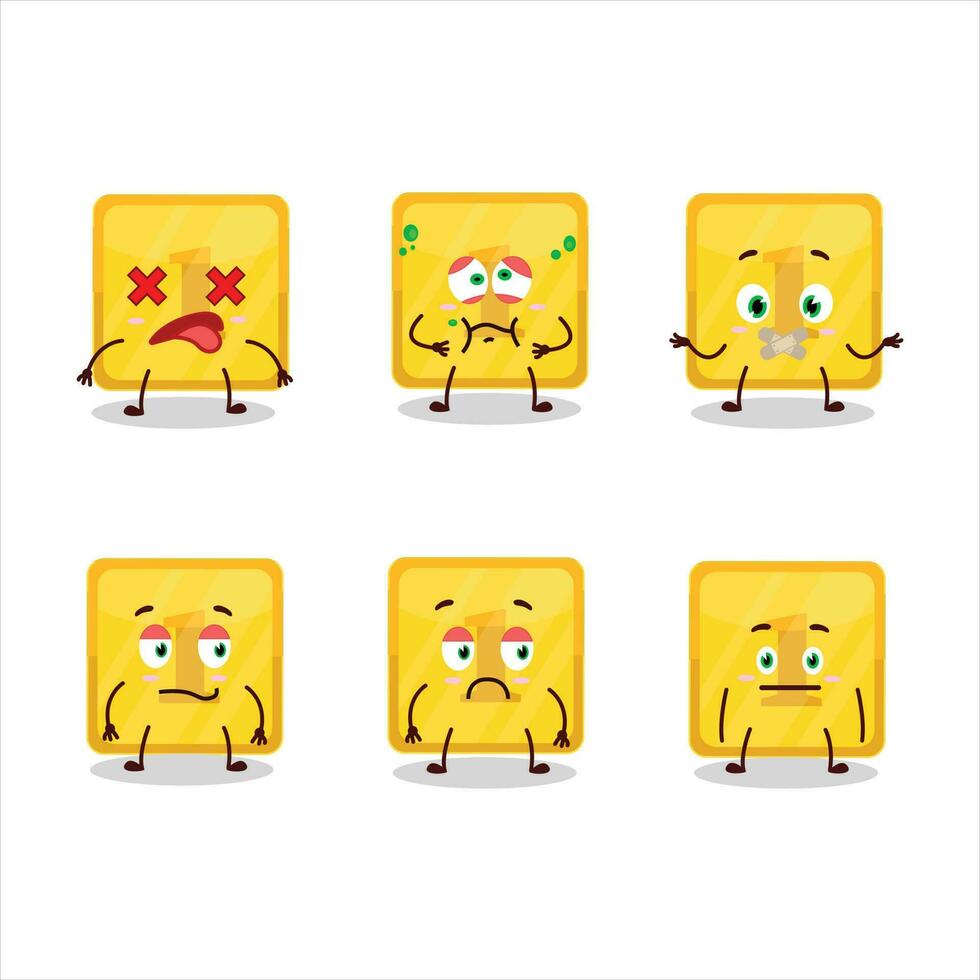 Gold first button cartoon character with nope expression vector