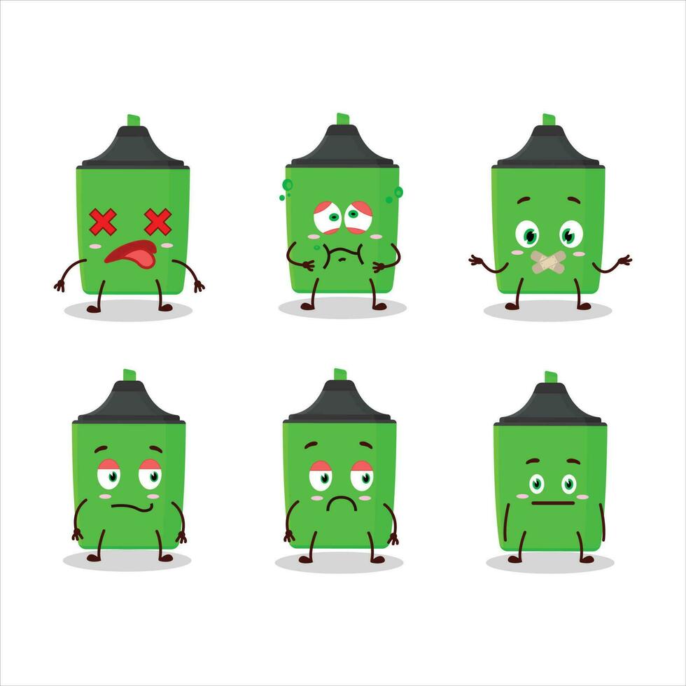 New green highlighter cartoon character with nope expression vector