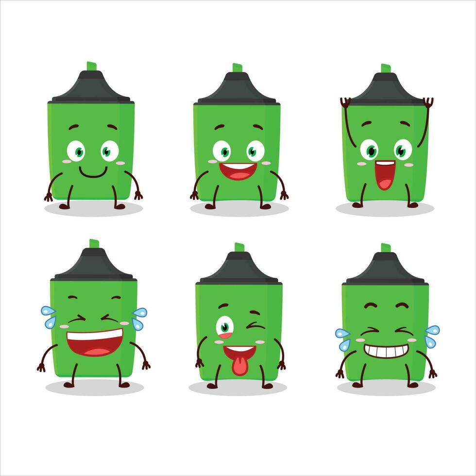 Cartoon character of new green highlighter with smile expression vector