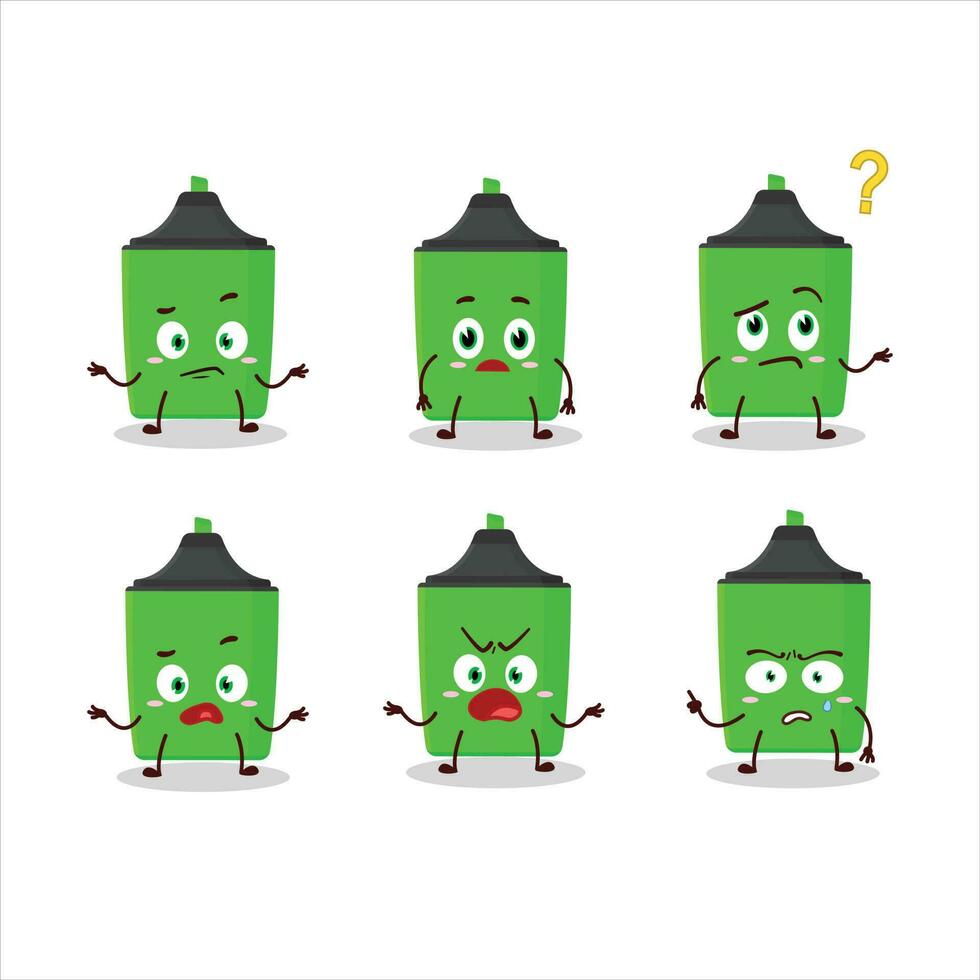 Cartoon character of new green highlighter with what expression vector