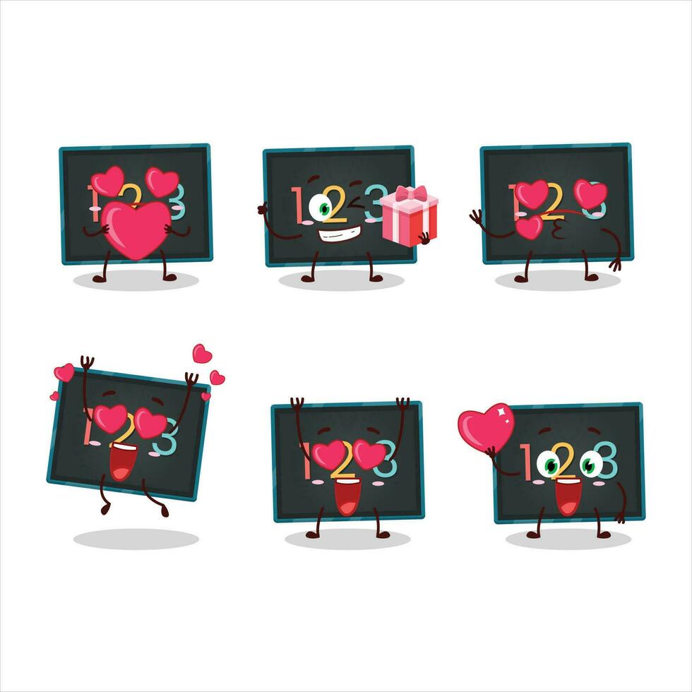 numérico en tablero dibujos animados personaje con amor linda emoticon vector