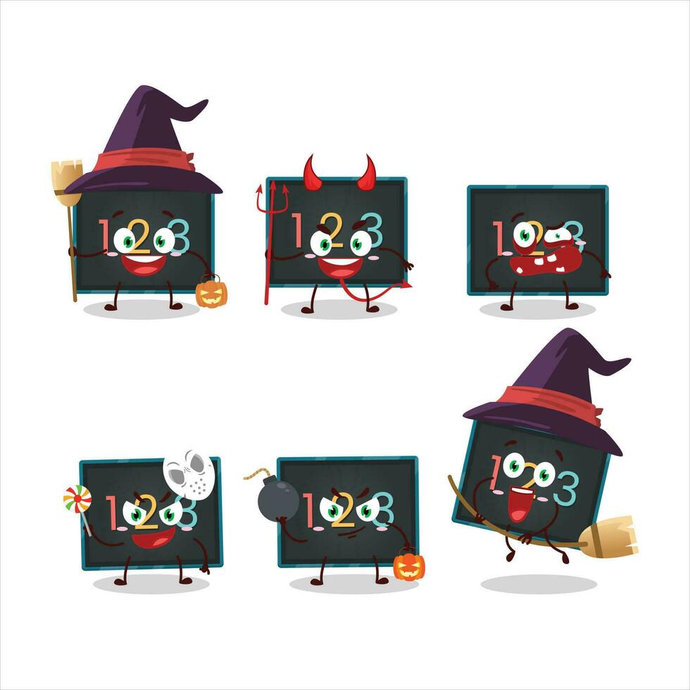 Halloween expression emoticons with cartoon character of numeric on board vector