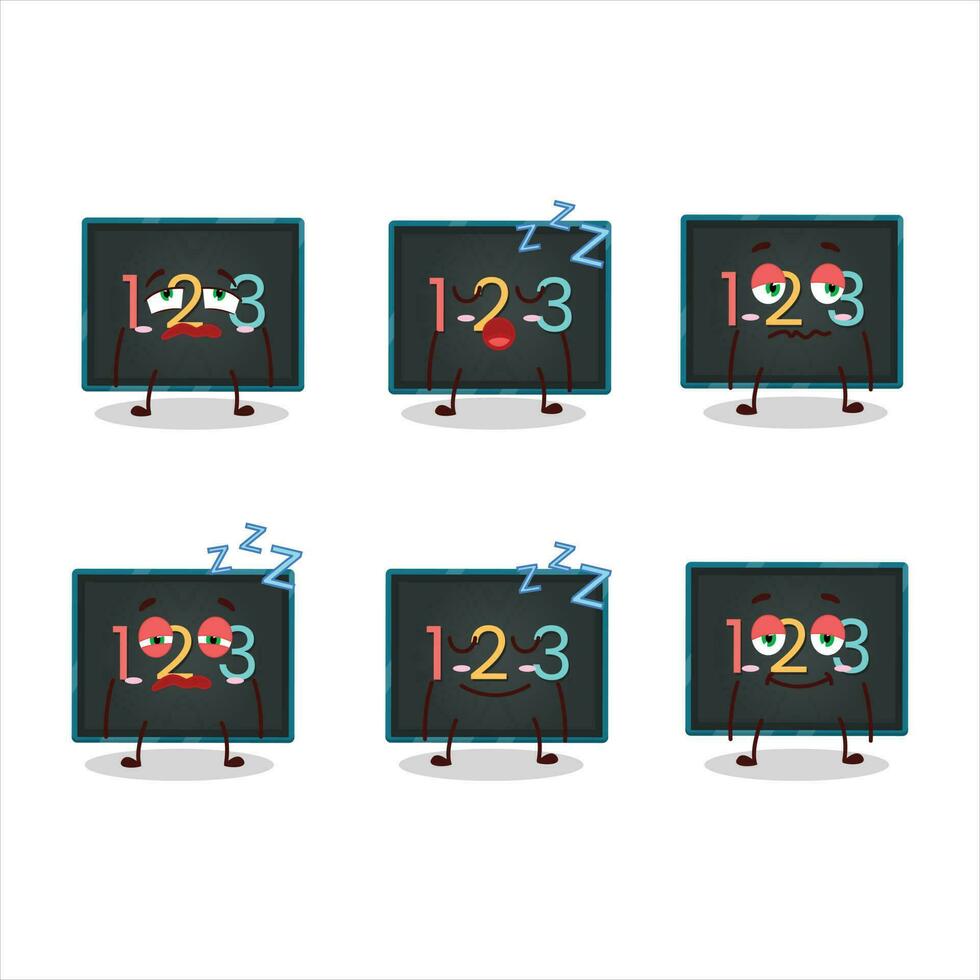 Cartoon character of numeric on board with sleepy expression vector