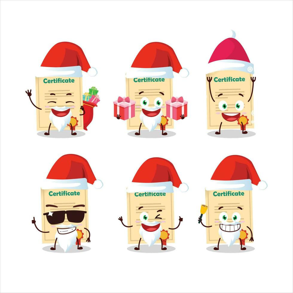 Papa Noel claus emoticones con premio papel dibujos animados personaje vector