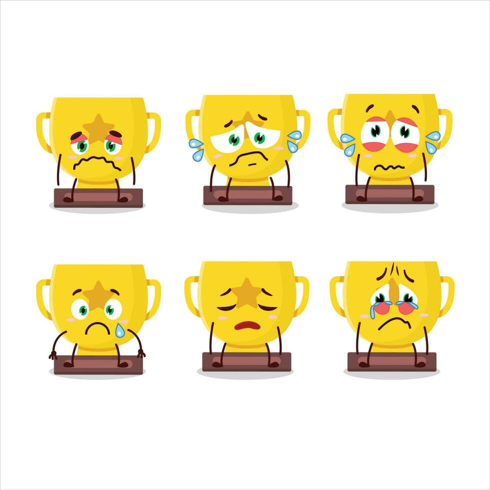 Gold trophy cartoon character with sad expression vector