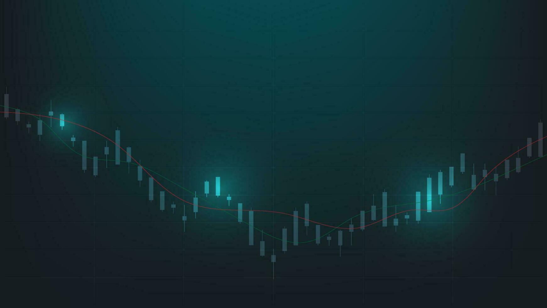 finance background. candlesticks chart on dark screen. stock market and business investment concept vector