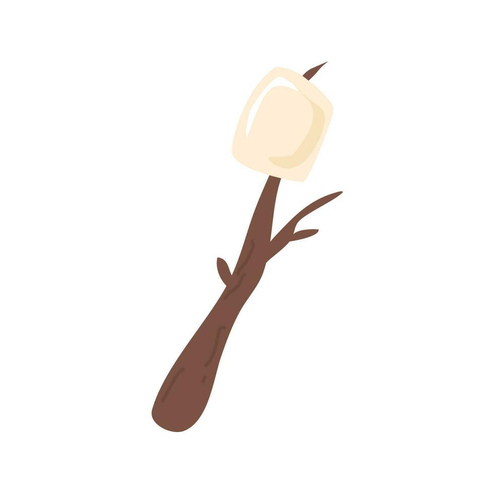 marshmallow on wooden stick vector