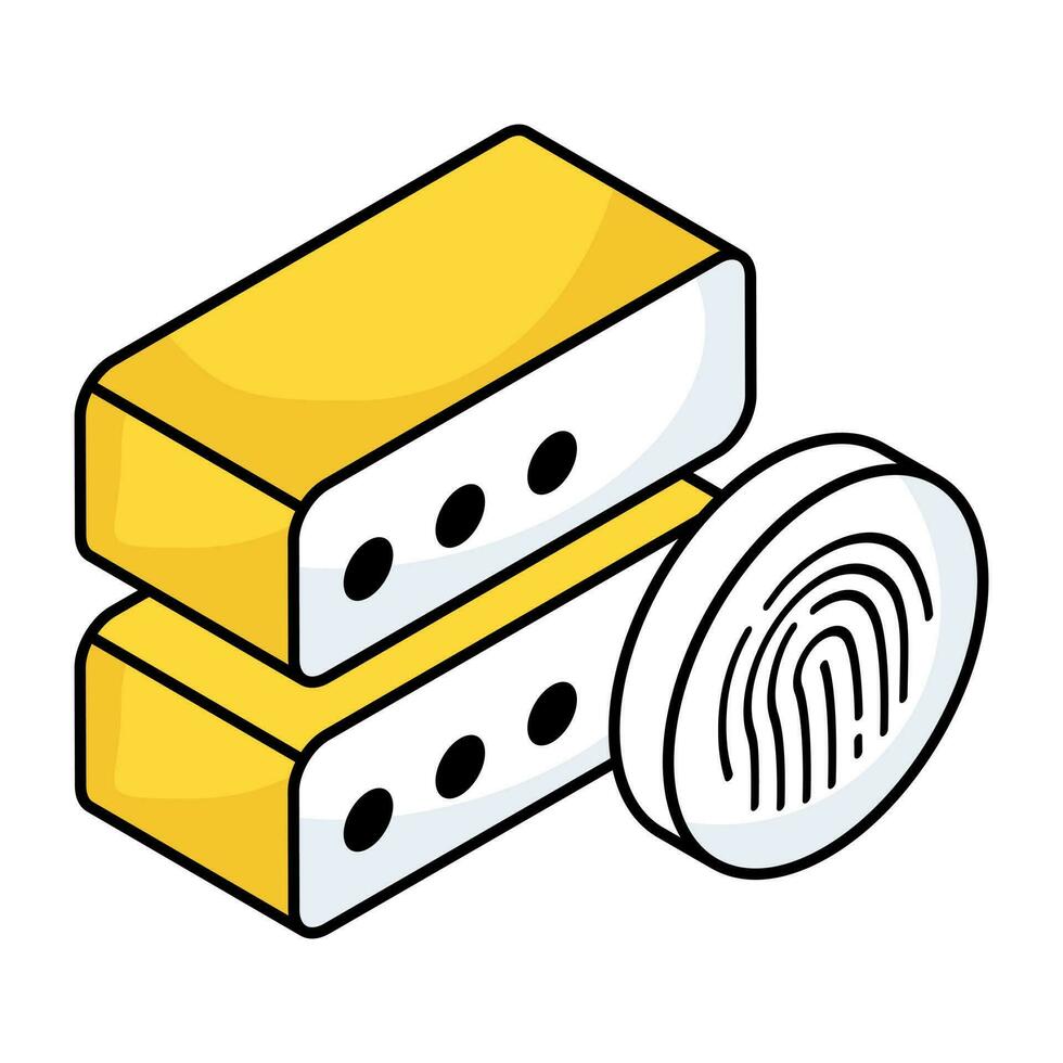 An icon design of server fingerprint lock vector