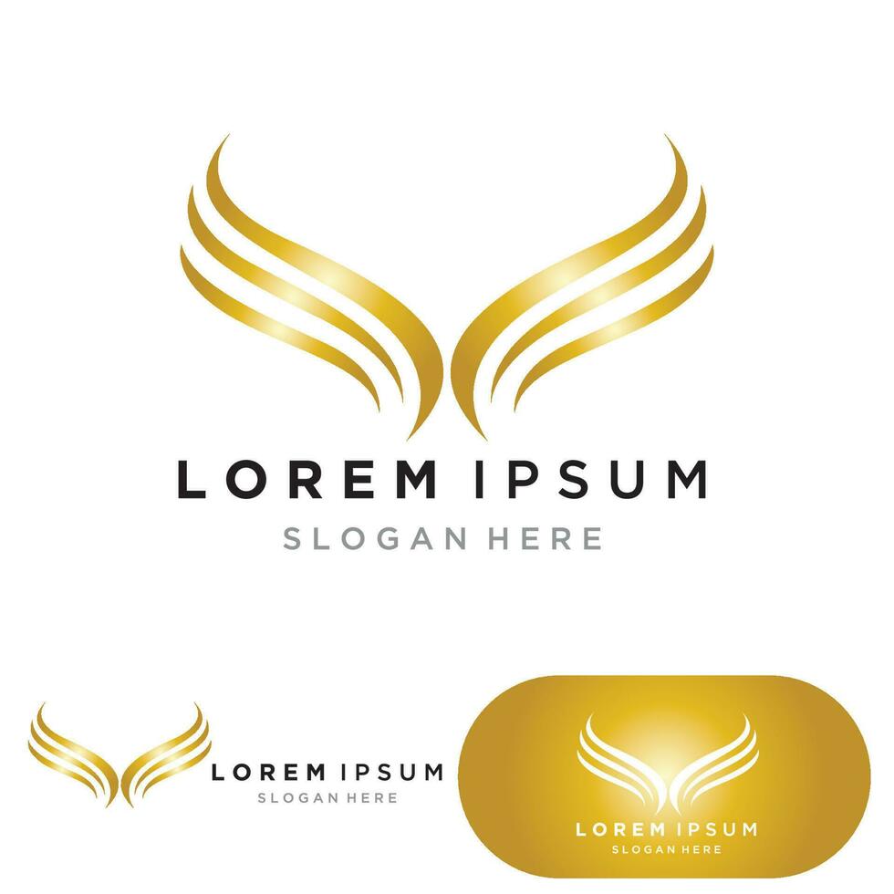 wings gold logo vector illustration template-vector