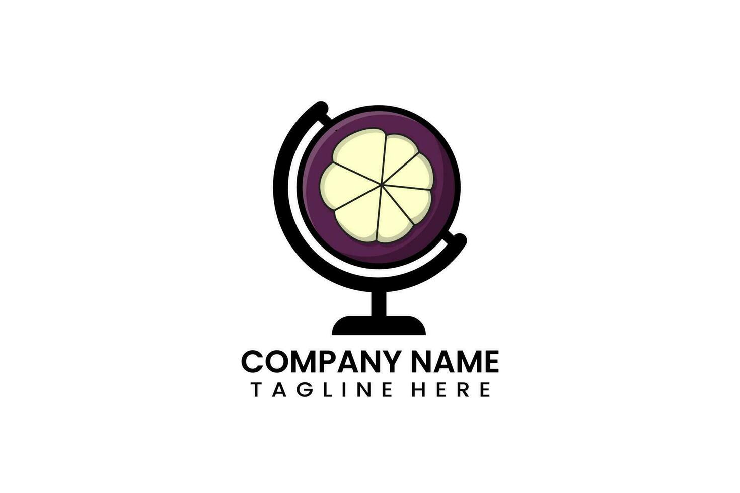 Flat globe travel mangosteen logo icon template vector