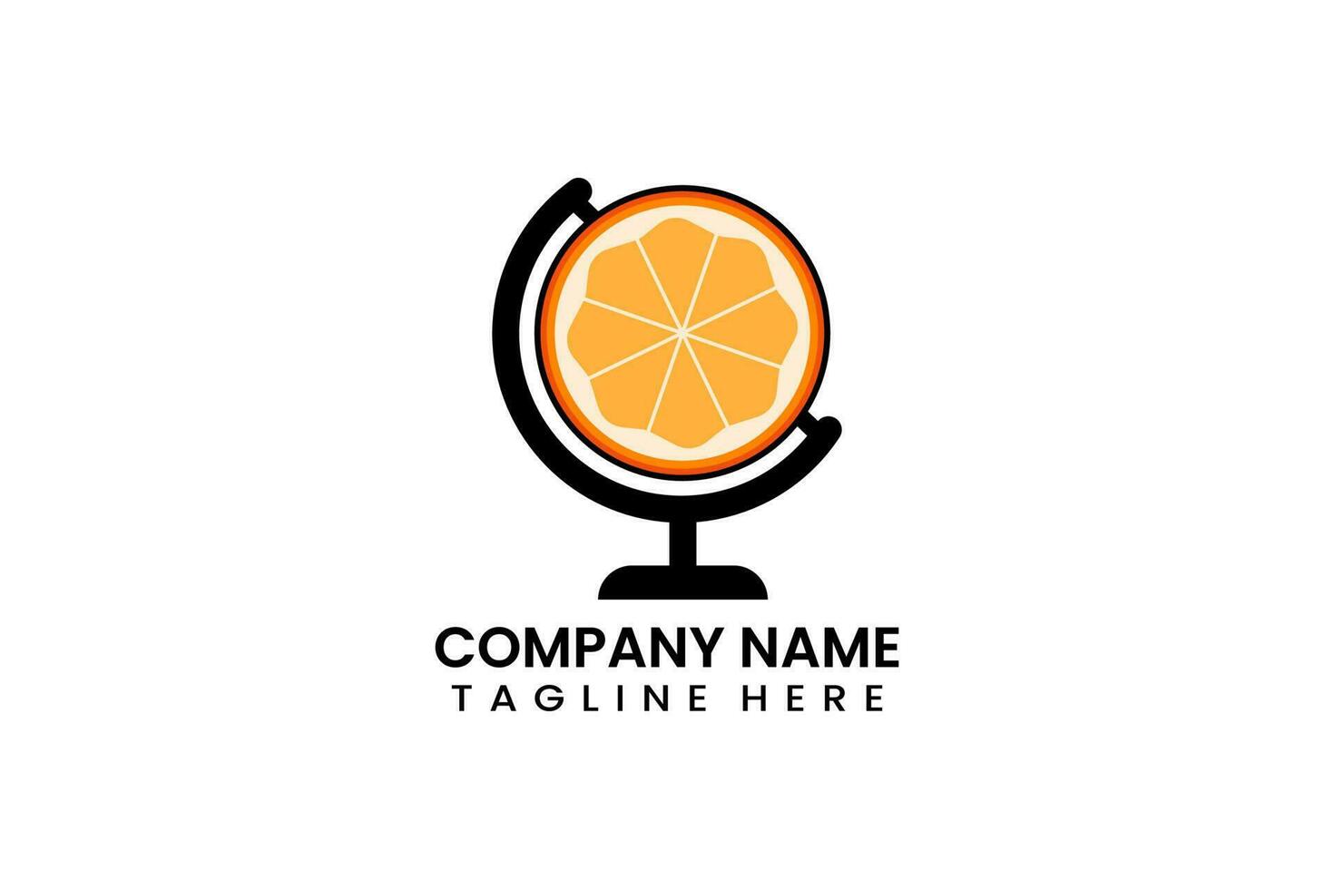 Flat globe travel orange fruits logo icon template vector