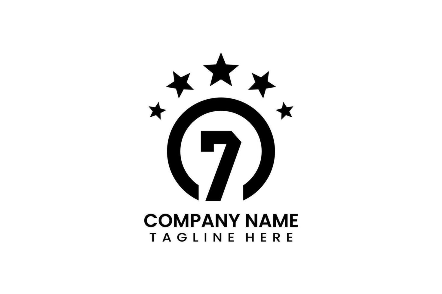 Flat number seven winner achievement logo template vector