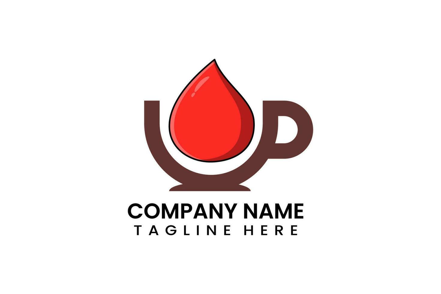 Flat coffee cup blood logo icon template design vector