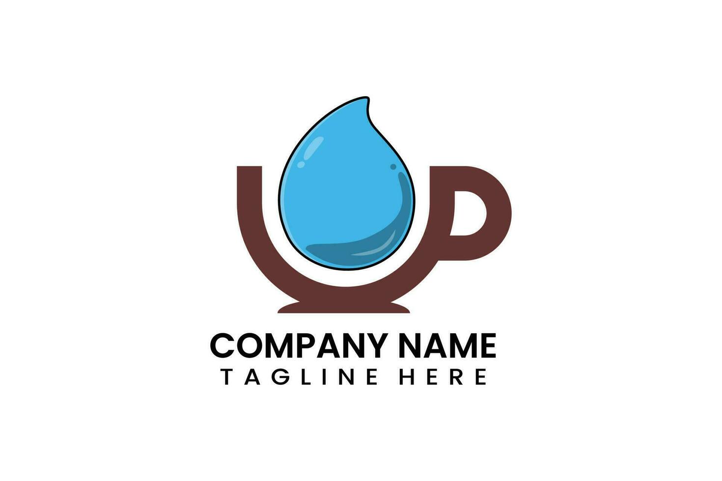 Flat coffee cup water logo icon template design vector