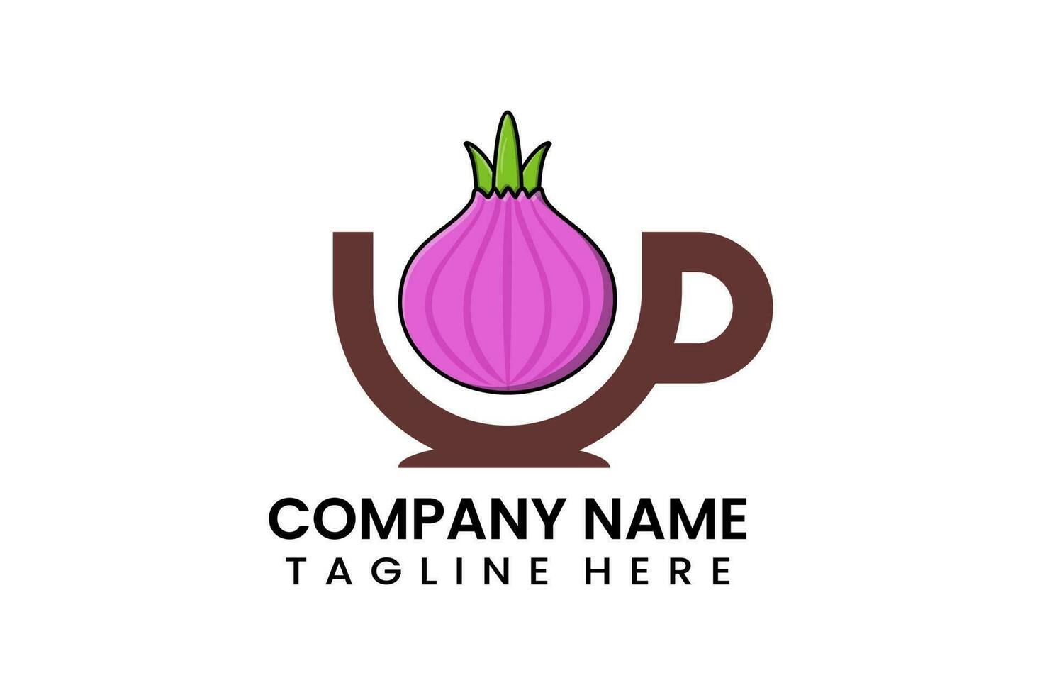 Flat coffee cup onion logo icon template vector