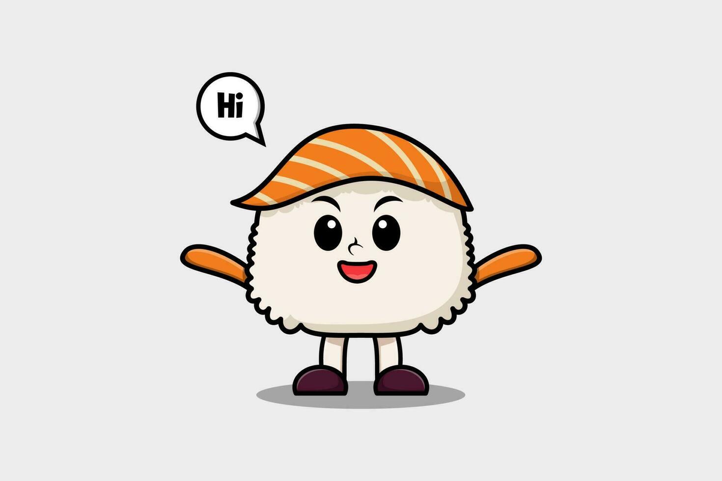 lindo personaje de sushi de dibujos animados con expresión feliz vector