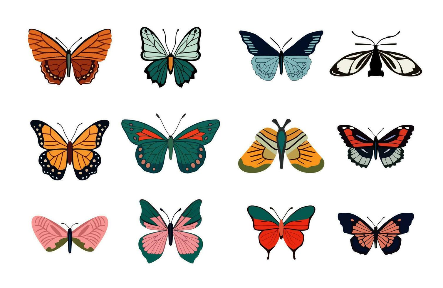 mariposa sencillo icono colocar. vector ilustración