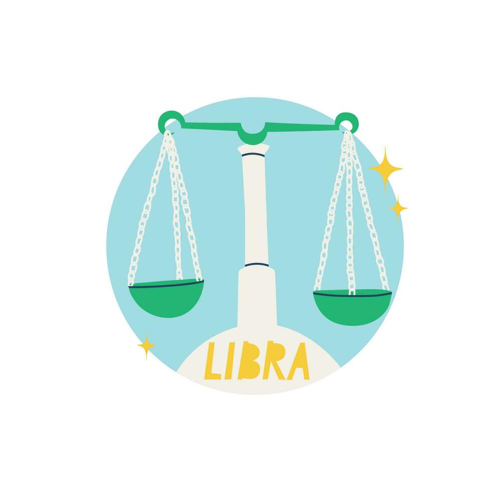 Libra zodiac sign. The seventh symbol of the horoscope. Astrological sign of those born in October. Vector illustration for design.