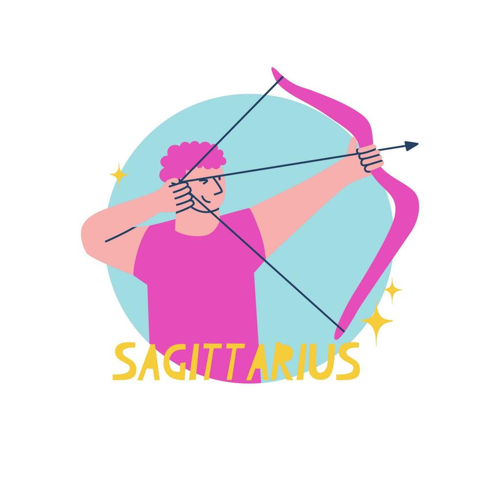Sagittarius zodiac sign. The ninth symbol of the horoscope. Astrological sign of those born in December. Vector illustration for design.
