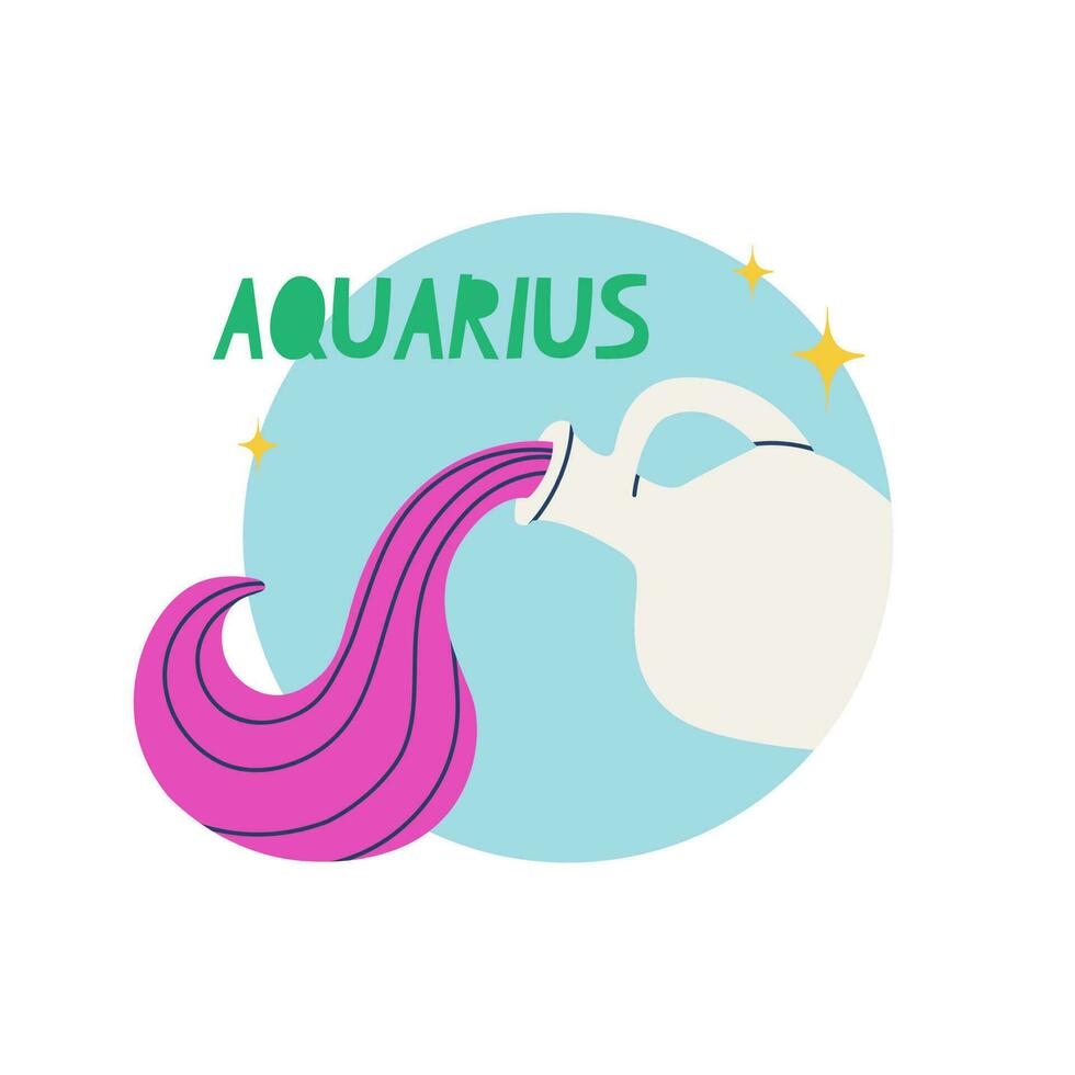 Aquarius zodiac sign. The eleventh symbol of the horoscope. Astrological sign of those born in February. Vector illustration for design.