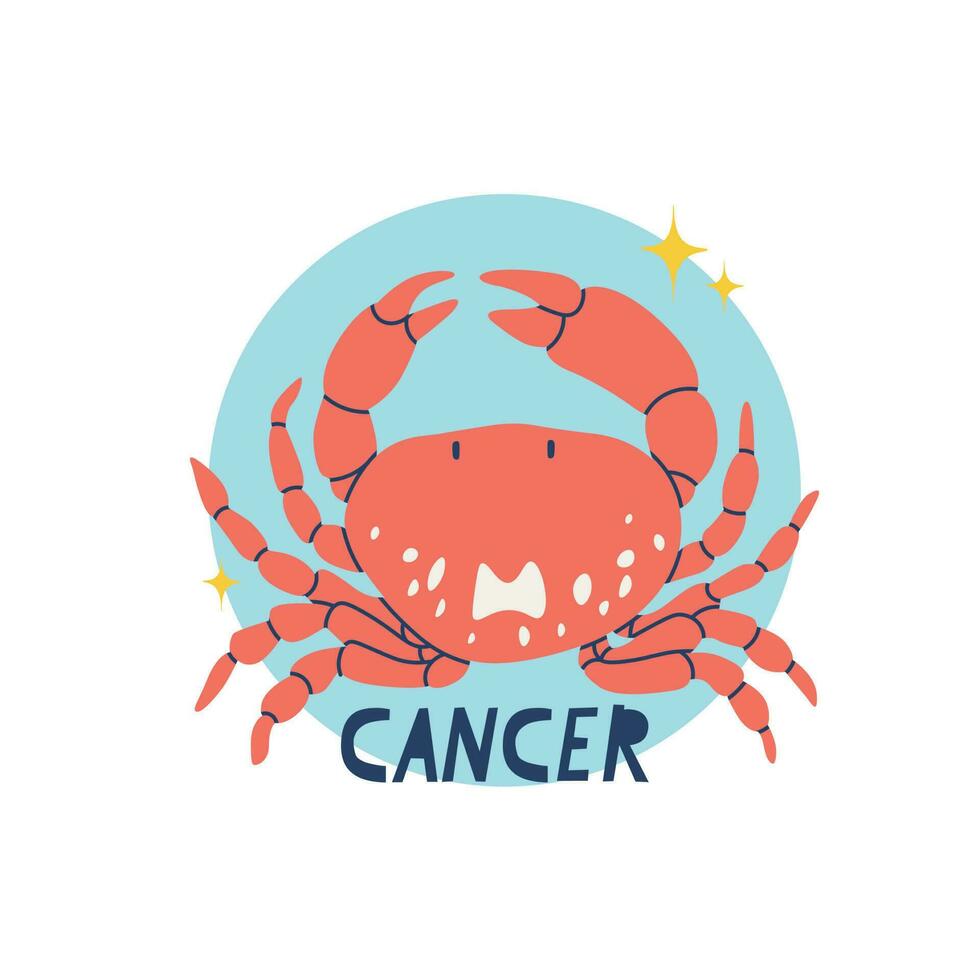 Cancer zodiac sign. The fourth symbol of the horoscope. Astrological sign of those born in July. Vector illustration for design.