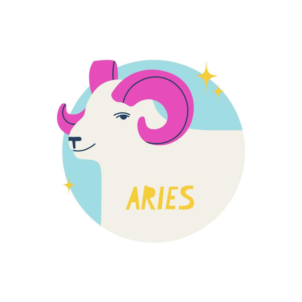 Aries zodiac sign. The first symbol of the horoscope. Astrological sign of those born in April. Vector illustration for design.