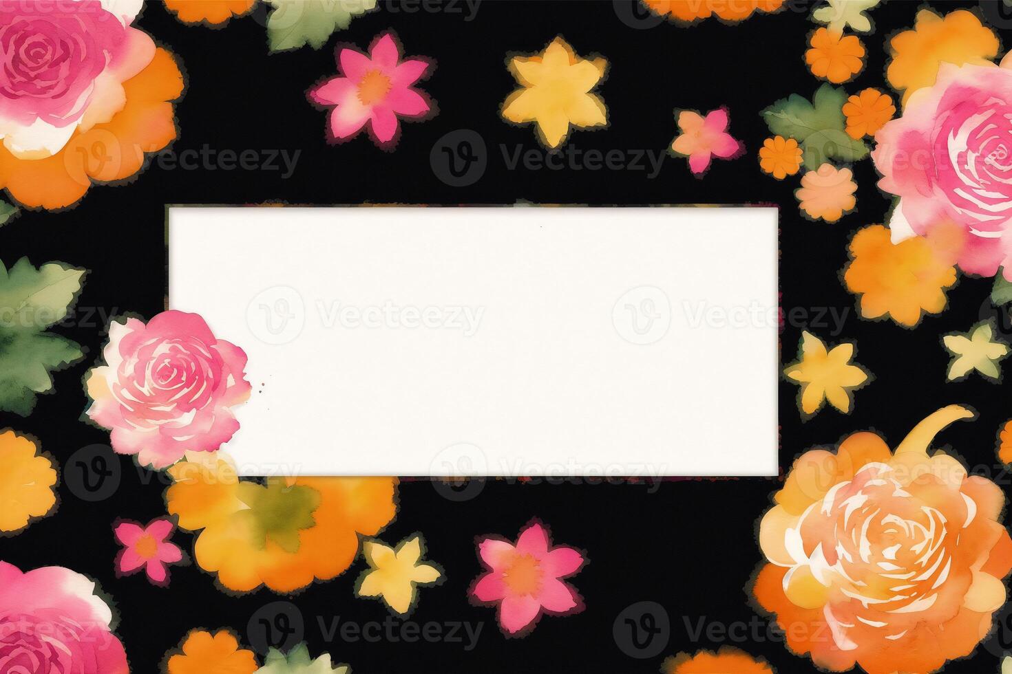 Halloween postcard. Halloween background with pumpkins and watercolor splash. Watercolor paint. Digital art, photo
