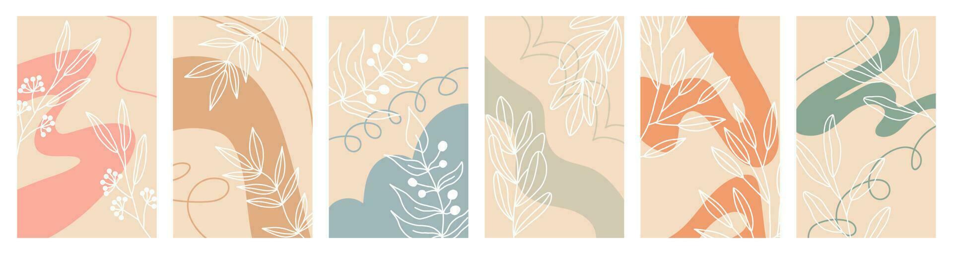 Set of abstract backgrounds. Hand-drawn various shapes and doodles. Modern trendy vector illustration. Each background is isolated. Pastel shades