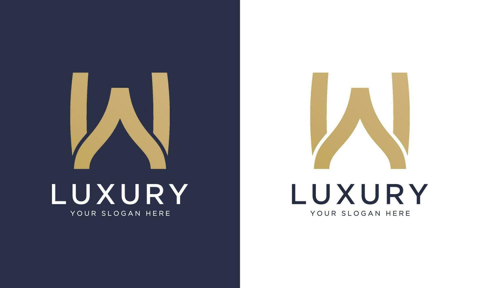 Royal premium letter w logo design vector template in gold color. Beautiful logotype design for luxury company branding.