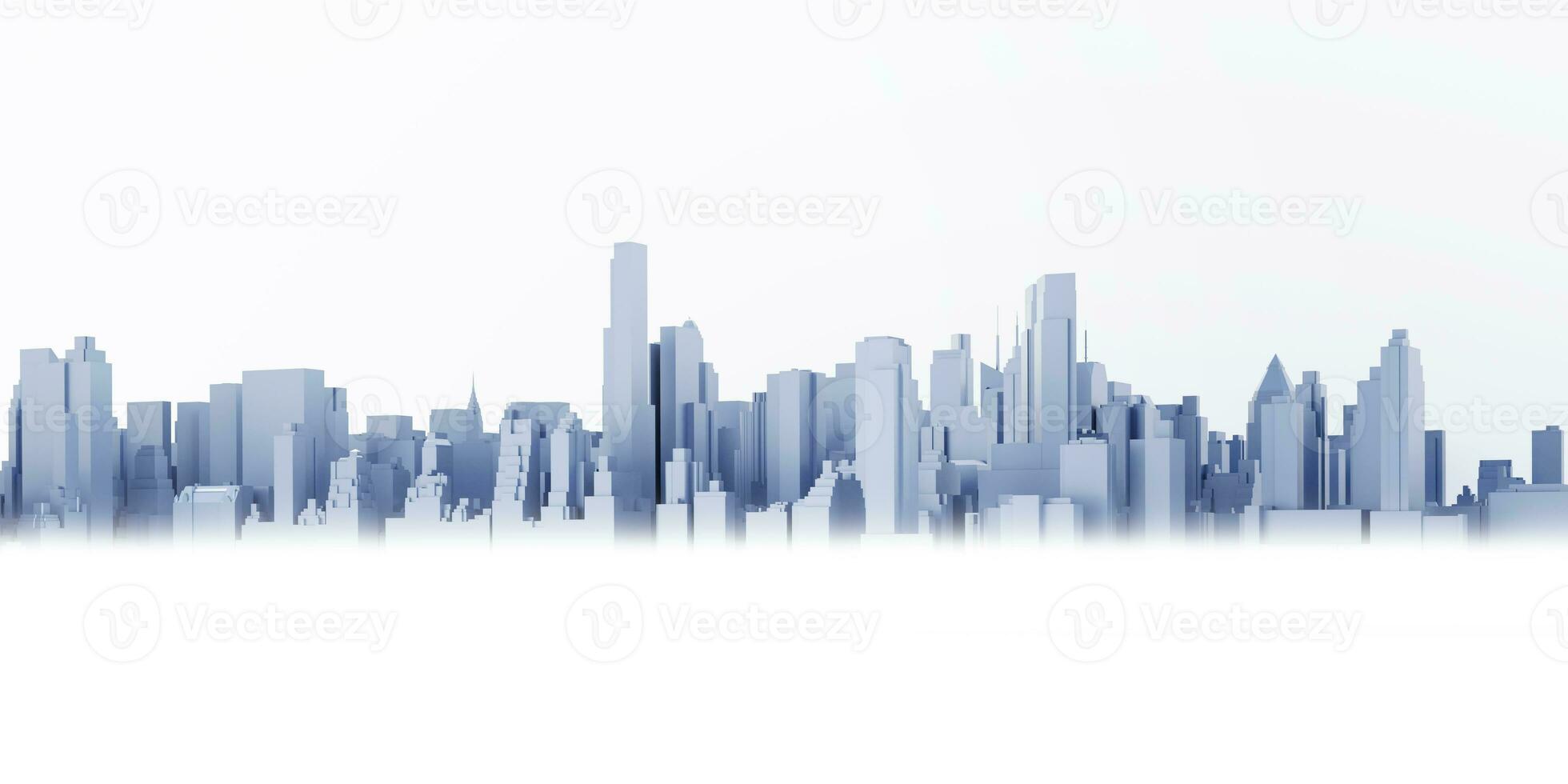 cityscape architecture panorama landscape downtown tall building big city side view 3D illustration photo