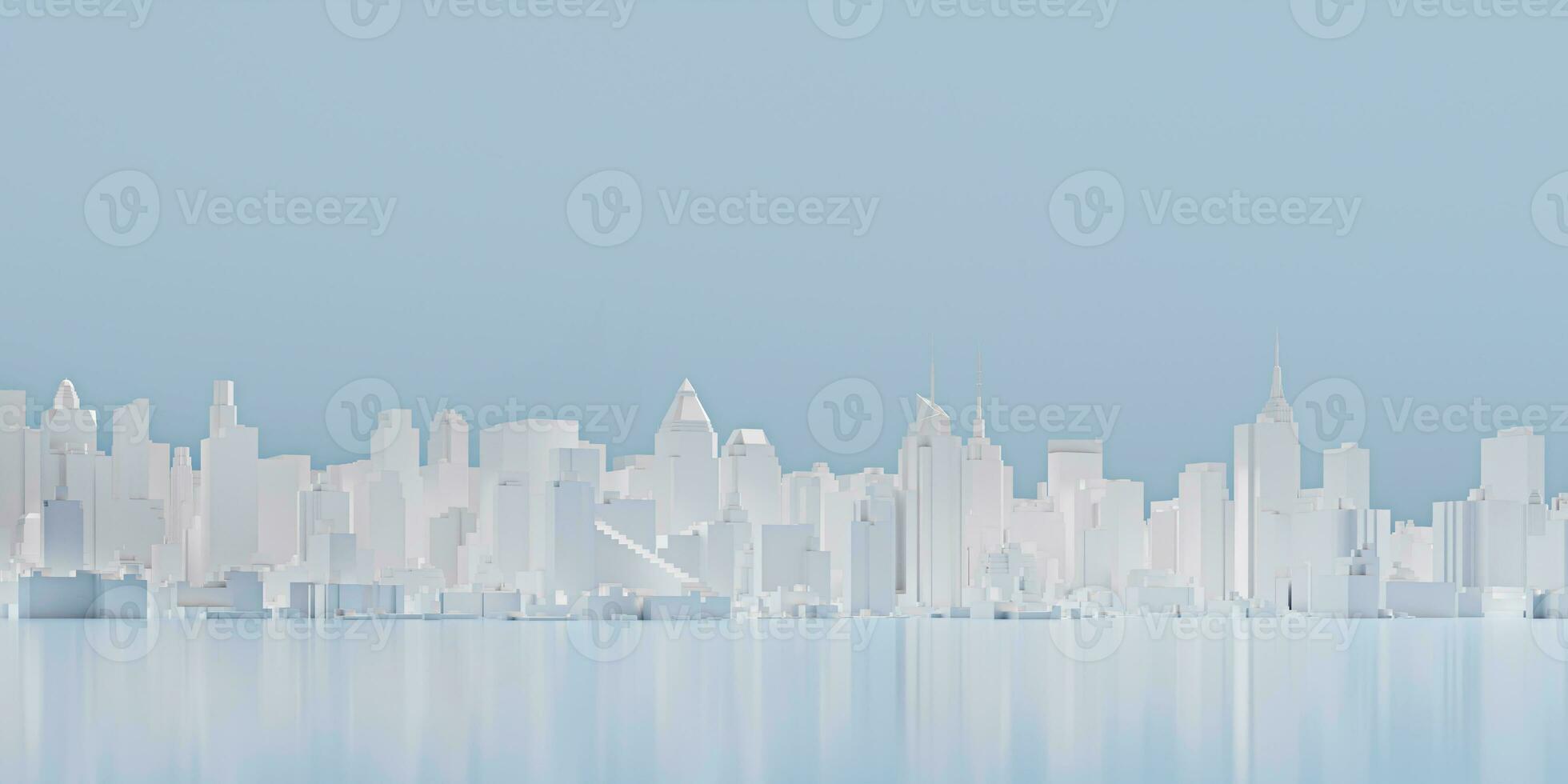 cityscape architecture panorama landscape downtown tall building big city side view 3D illustration photo