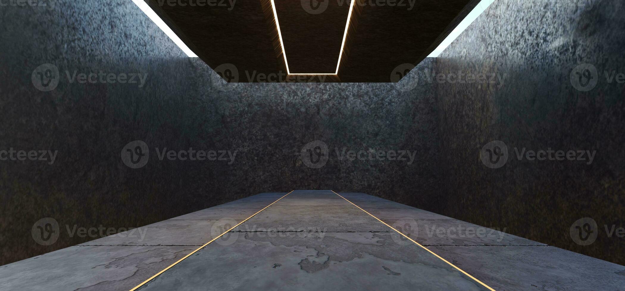 walkway pipe cement surface Futuristic Technology Tunnel Room Empty Tunnel Neon Glow Dark Corridor Fluorescent Neon Color Background Spaceship 3d Illustration photo