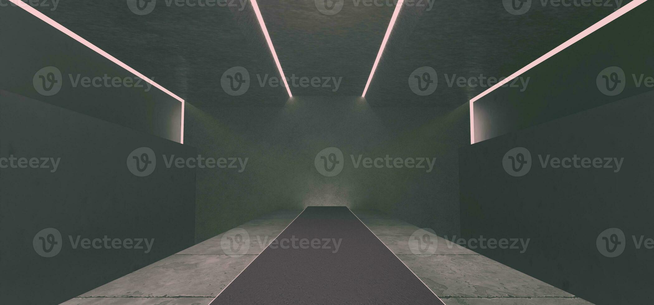 walkway pipe cement surface Futuristic Technology Tunnel Room Empty Tunnel Neon Glow Dark Corridor Fluorescent Neon Color Background Spaceship 3d Illustration photo