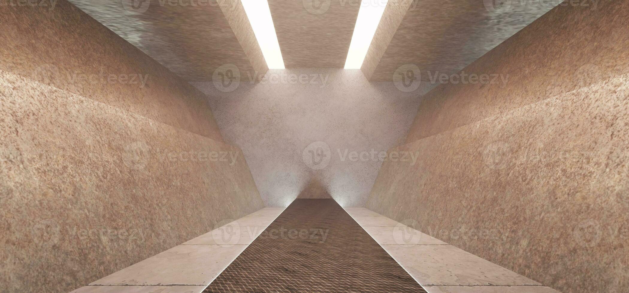 walkway pipe cement surface Futuristic Technology Tunnel Room Empty Tunnel Neon Glow Dark Corridor Fluorescent Neon Color Background Spaceship 3d Illustration photo