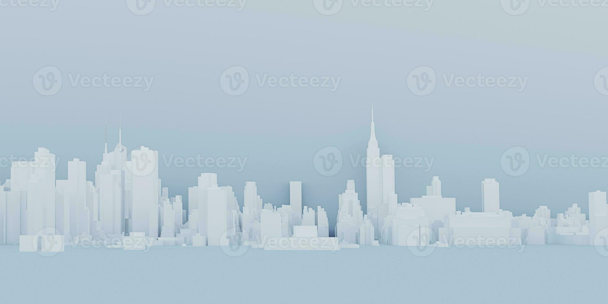 cityscape architecture panorama landscape downtown tall building big city side view 3D illustration photo