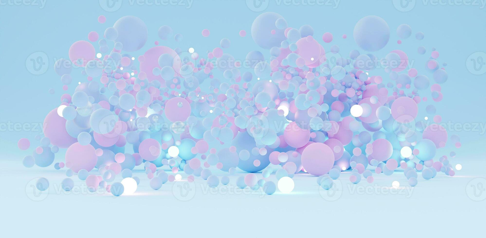 Creative gentle fashion background flying sphere shapes in pastel palette textured background scene pastel colored balls light colored beads pink and blue 3d illustration photo