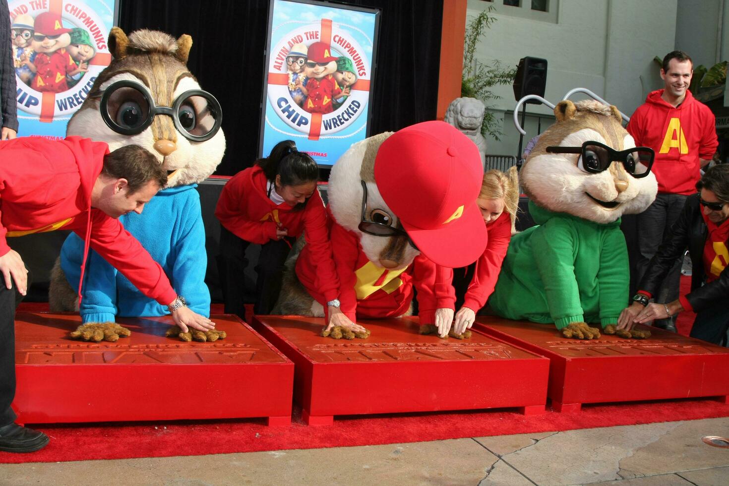 LOS ANGELES  NOV 1  Alvin and The Chipmunks at the Alvin  The Chipmunks Hand and Foot Print Ceremony at the Graumans Chinese Theatre on November 1 2011 in Los Angeles CA photo