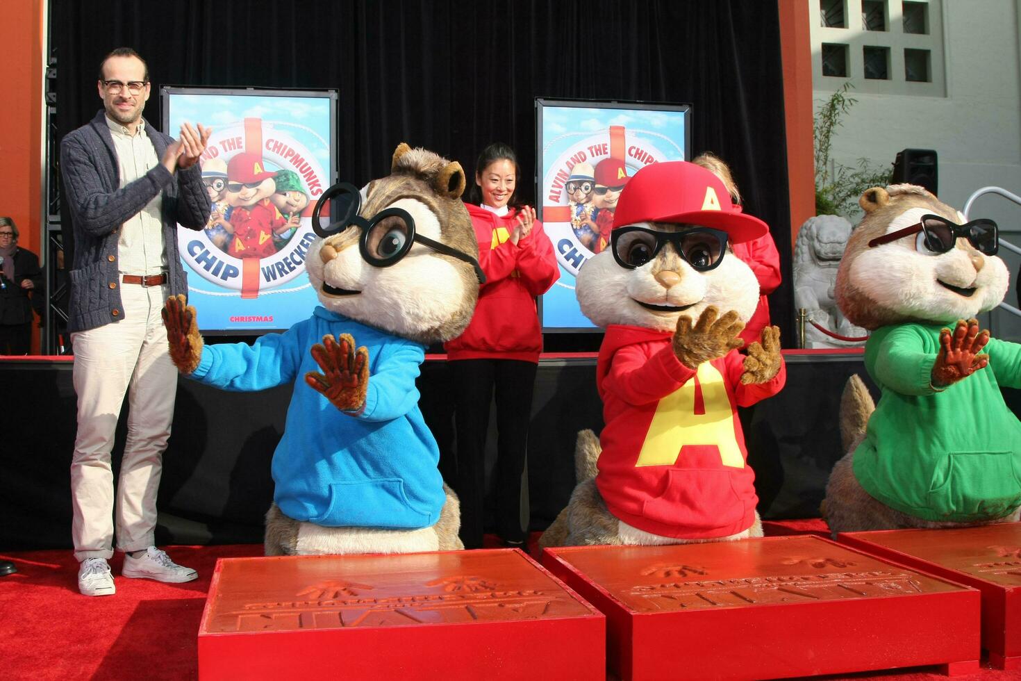 LOS ANGELES  NOV 1  Jason Lee Alvin and the Chipmunks at the Alvin  The Chipmunks Hand and Foot Print Ceremony at the Graumans Chinese Theatre on November 1 2011 in Los Angeles CA photo