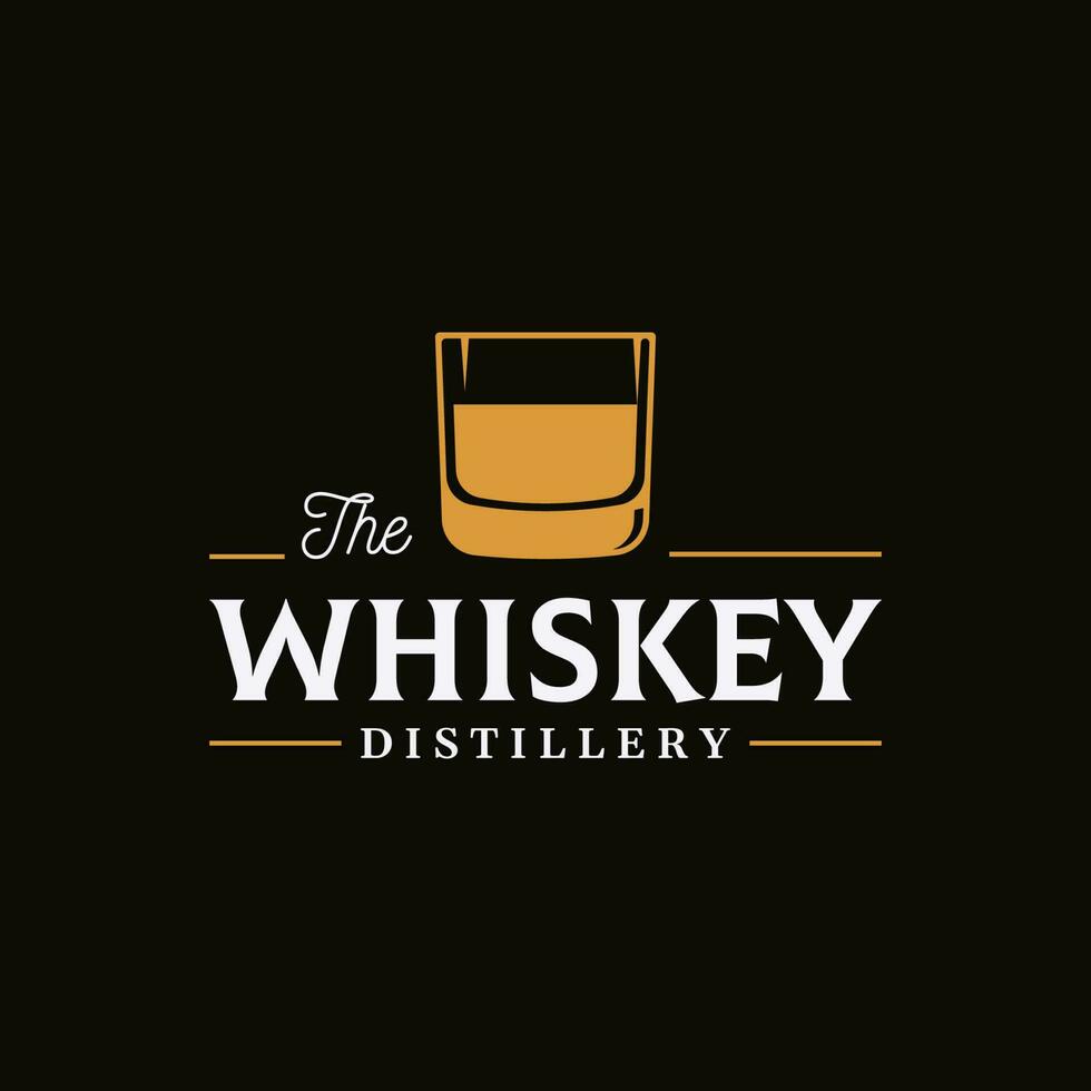 Vintage premium whiskey logotype label with hand lettering. for drinks , rum, pub, company. vector