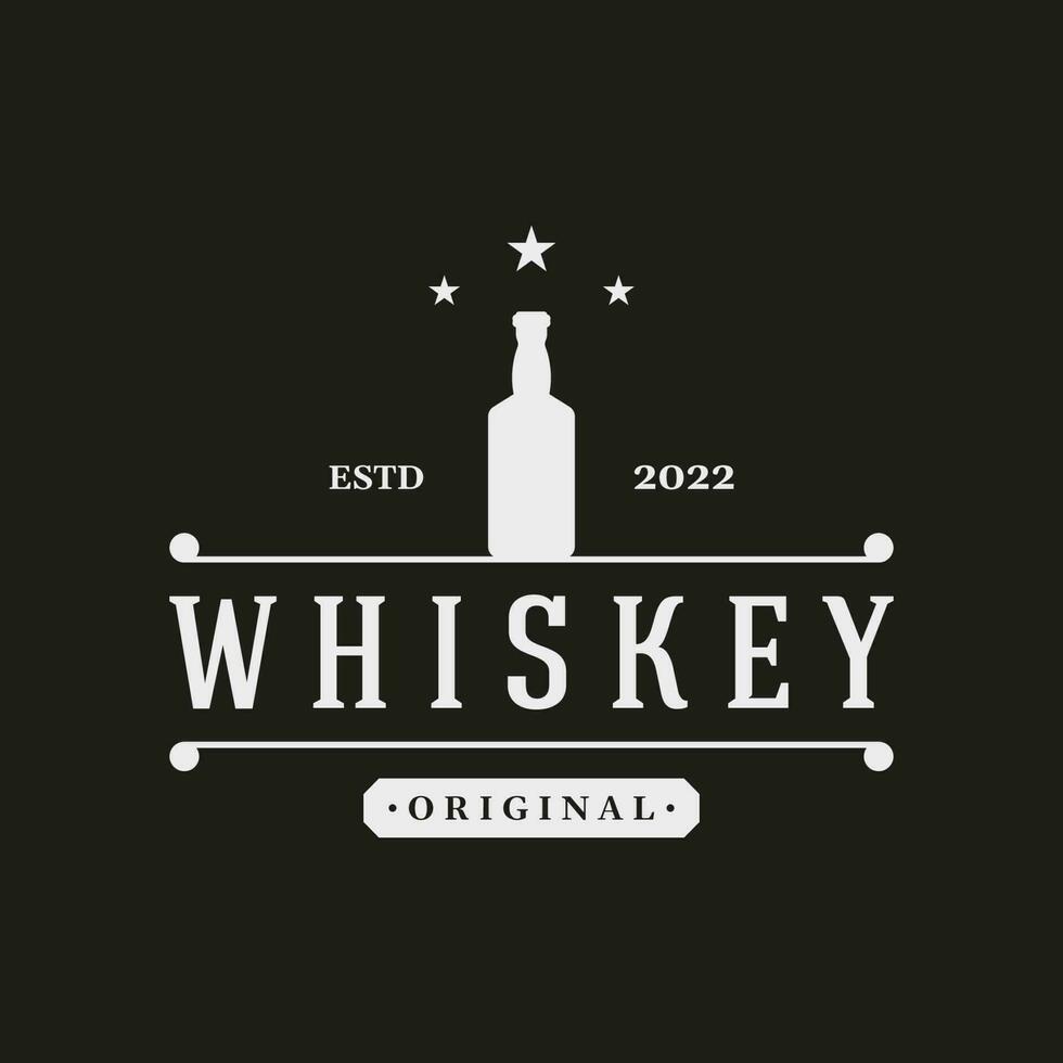 Vintage premium whiskey logotype label with hand lettering. for drinks , rum, pub, company. vector