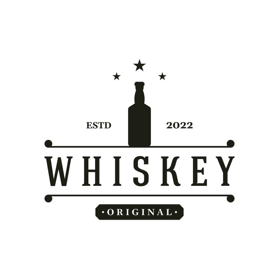 Vintage premium whiskey logotype label with hand lettering. for drinks , rum, pub, company. vector