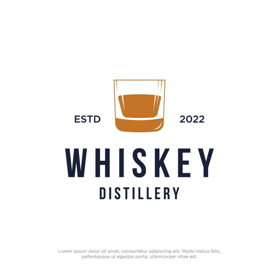 Vintage premium whiskey logotype label with hand lettering. for drinks , rum, pub, company. vector